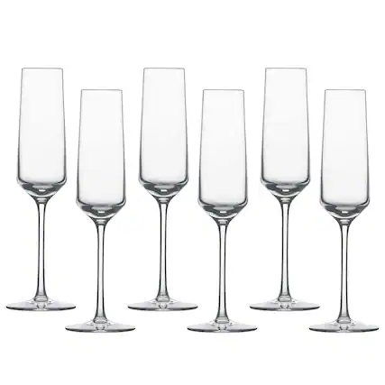 Front. Schott Zwiesel - Pure Tritan Crystal Champagne Flute Glass, 7.1 ounce, Set Of 6 - Transparent.