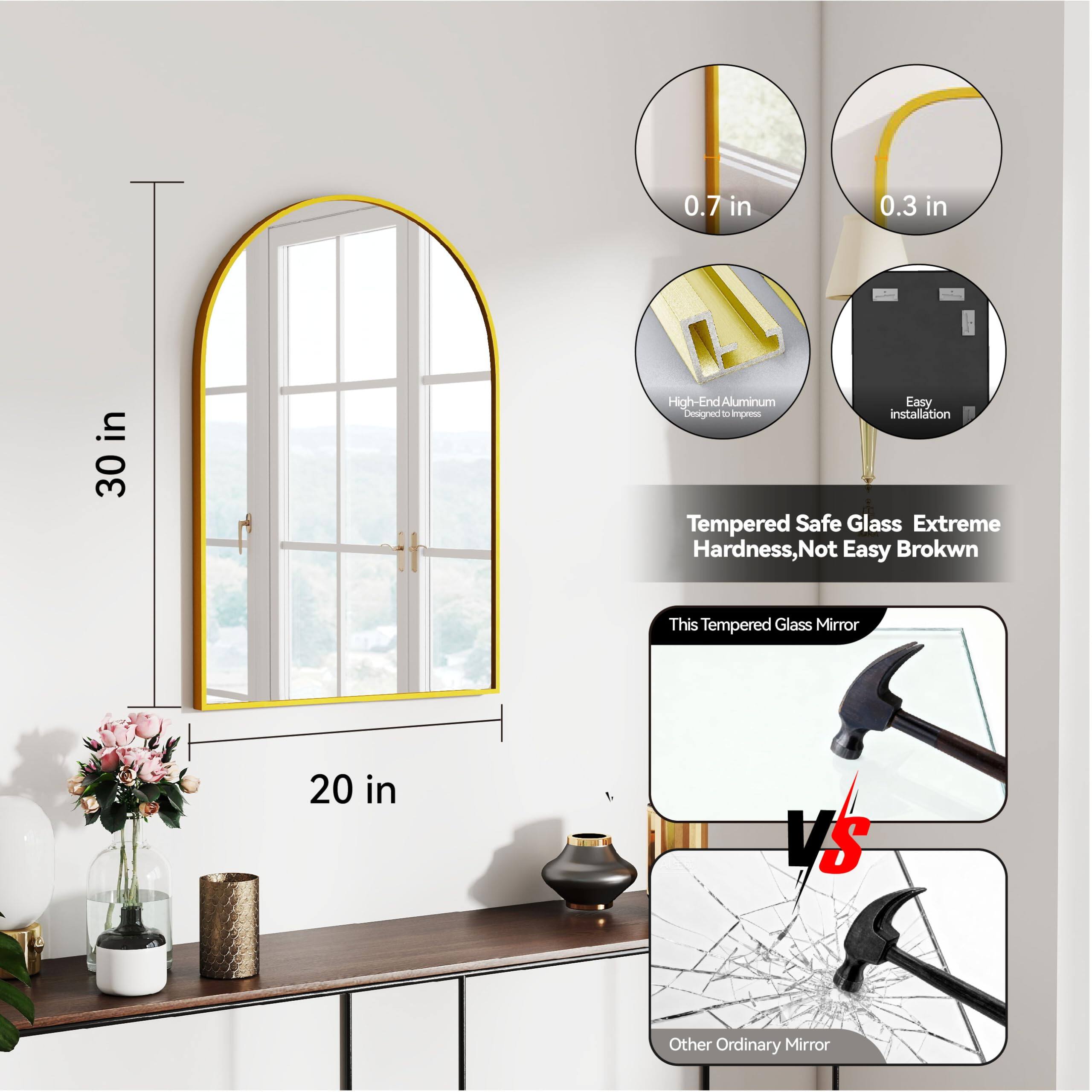 - 0.7 in
- 0.3 in
- 30 in
- 20 in
- High-End Aluminum Designed to Impress
- Easy Installation
- Tempered Safe Glass Extreme Hardness, Not Easy Broken
- This Tempered Glass Mirror
- VS
- Other Ordinary Mirror