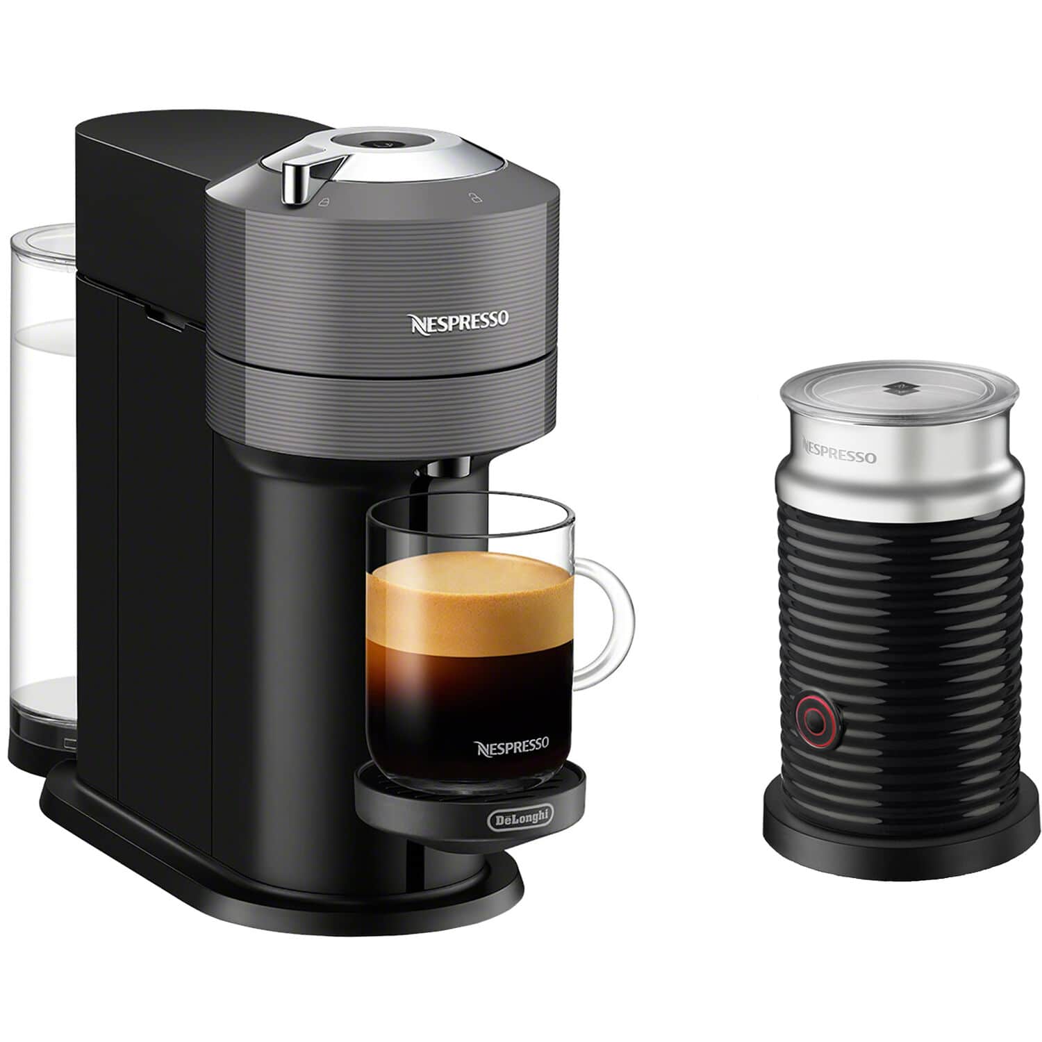 Nespresso - Vertuo Next Premium Coffee and Espresso Maker with Aeroccino3 Milk Frother in Black - Gray - Front_Zoom