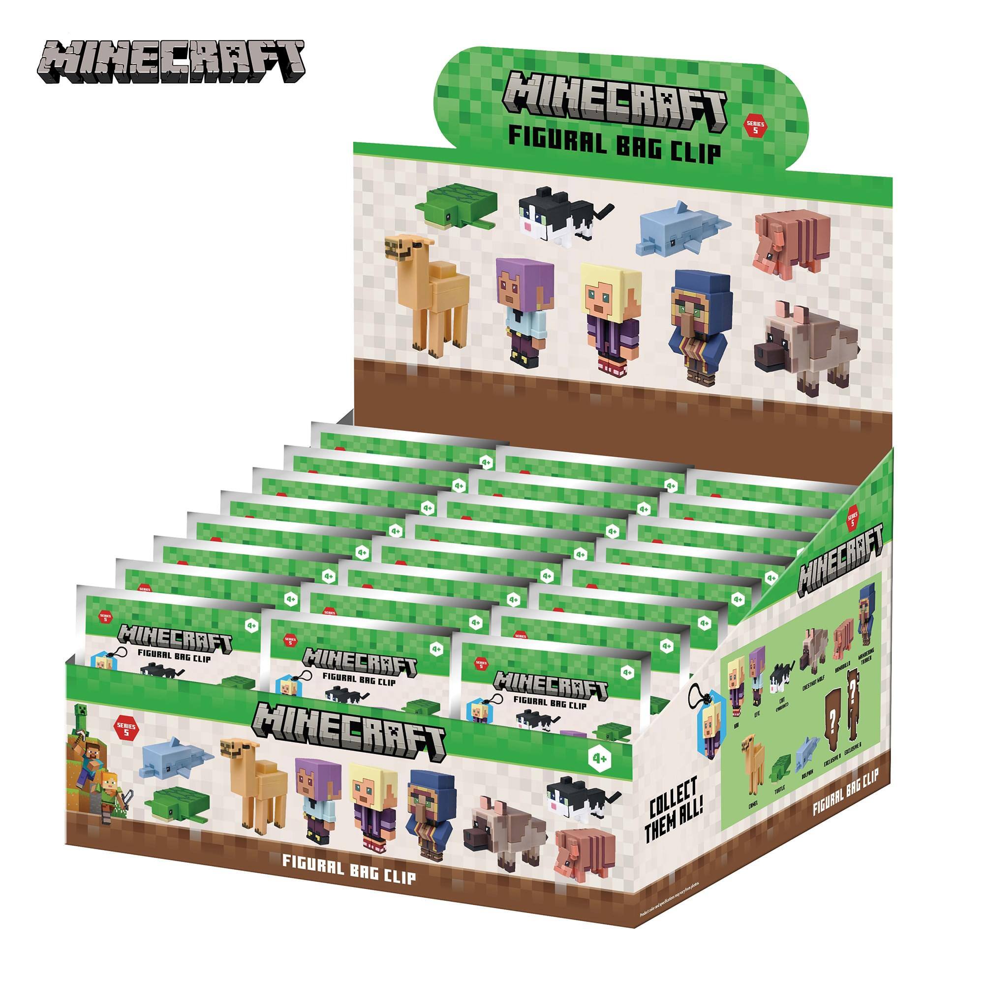 Minecraft Figural Bag Clip de 4+ de Minecraft Fierl - 8S Clip Minecraft Fidrul. Clip Minecraft 4+ Collect All! Them Figural Bag Clip Minecraft