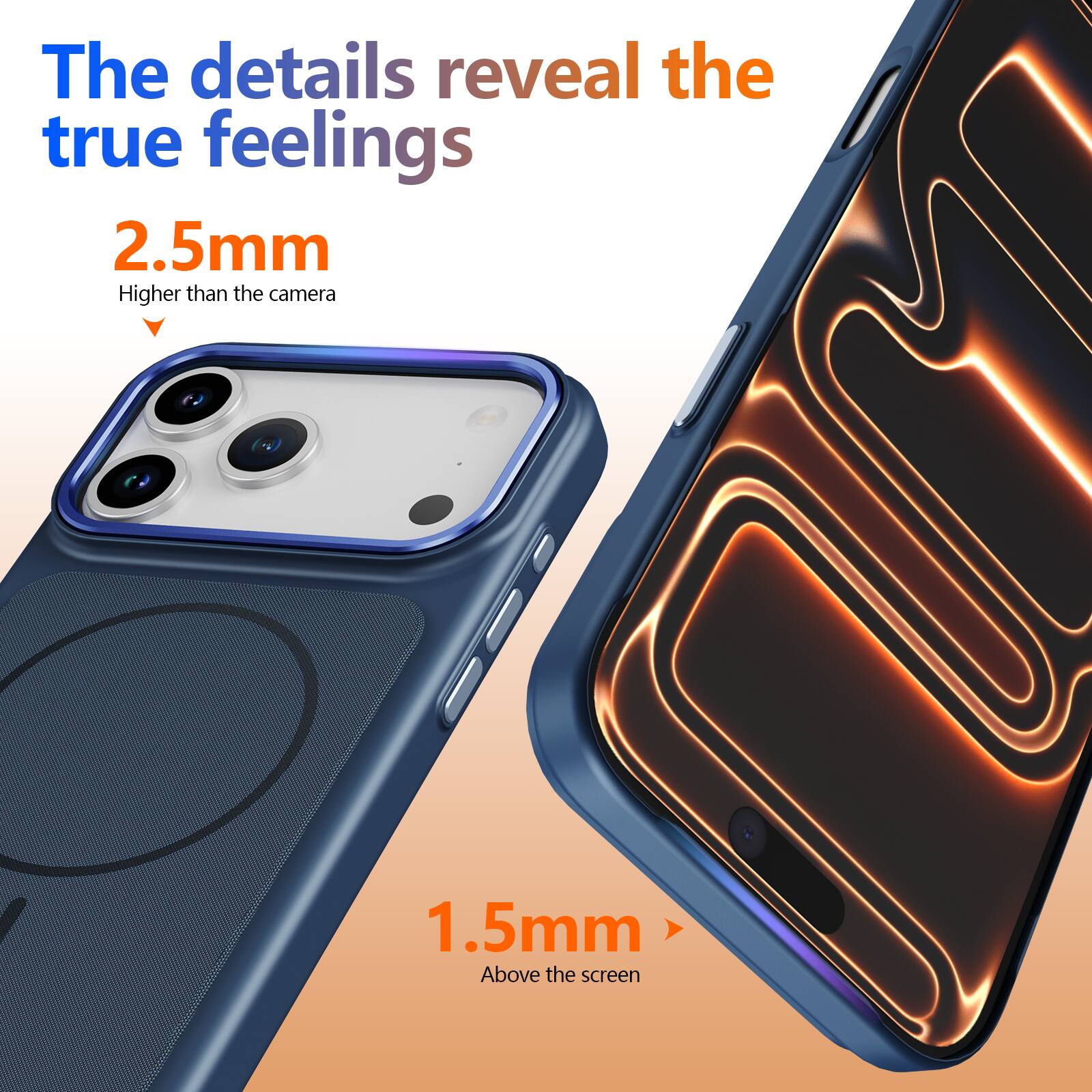 The details reveal the true feelings

2.5mm
Higher than the camera

1.5mm
Above the screen