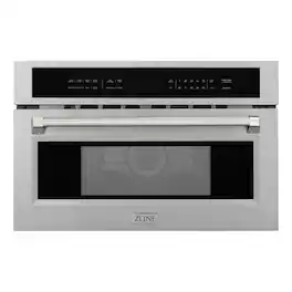 ZLINE - Autograph 30 in. 1.6 cu ft. Built-in Convection Microwave Oven and Polished Nickel Helix Handle - Stainless Steel