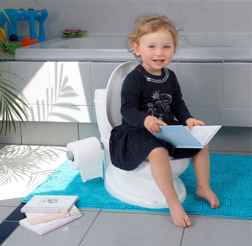 Angle. KSM Toys - ToyLet Potty Training Toilet Seat | Toddler Potty Training with Comfy Seat Cover, Tank Storage & Paper Roll Holder | Eas - Pink.