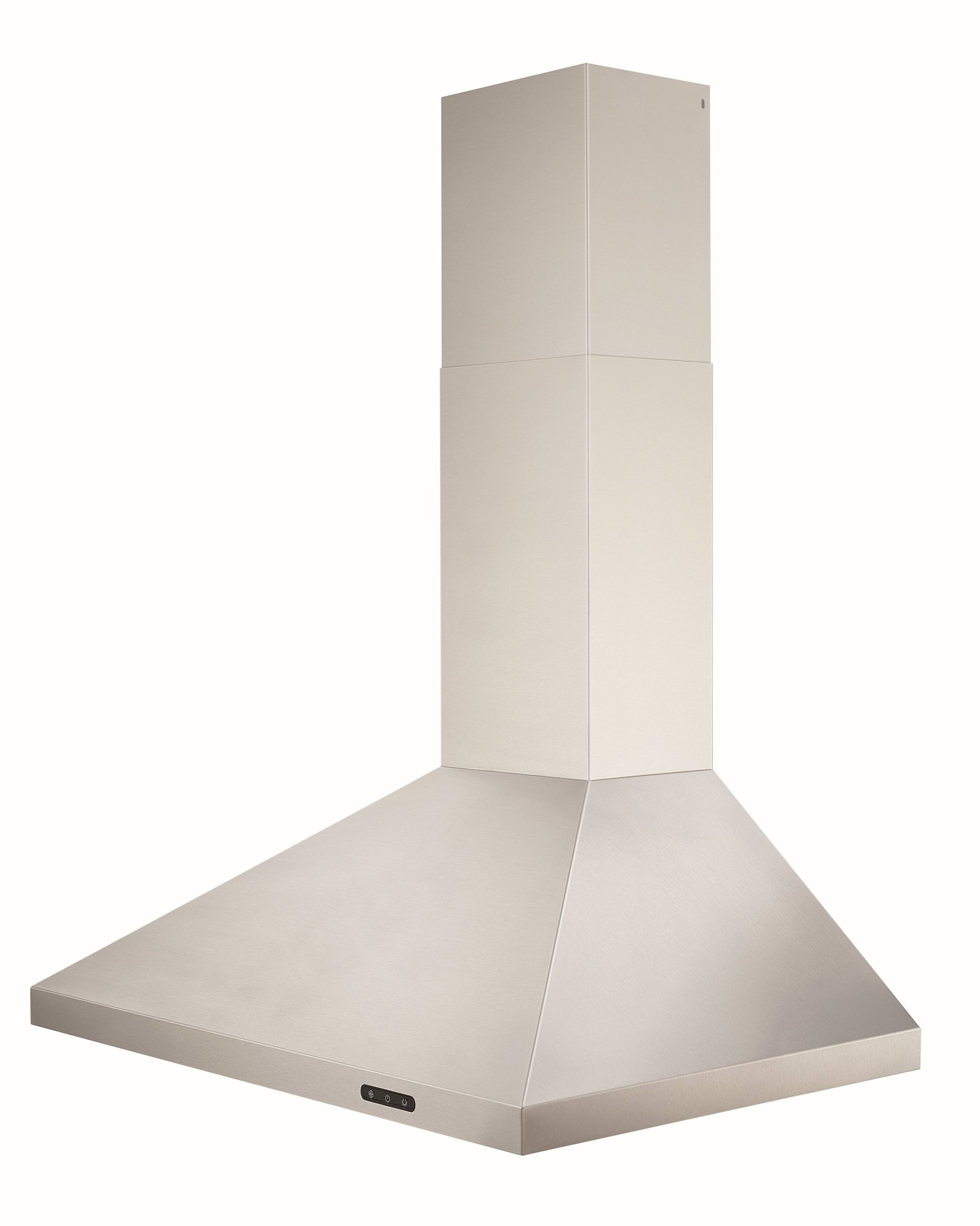 Angle. Broan - Broan® Elite EW48 Series 30-Inch Pyramidal Chimney Range Hood, 460 Max Blower CFM - Stainless Steel.