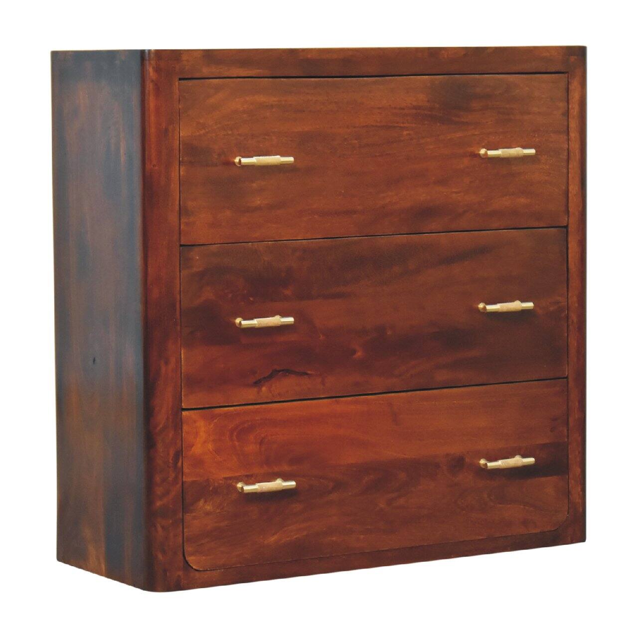 Back. Artisan Furniture - Artisan Furniture Solid Wood Luca Chest of Drawers, 3 Drawers, Brown - Brown.