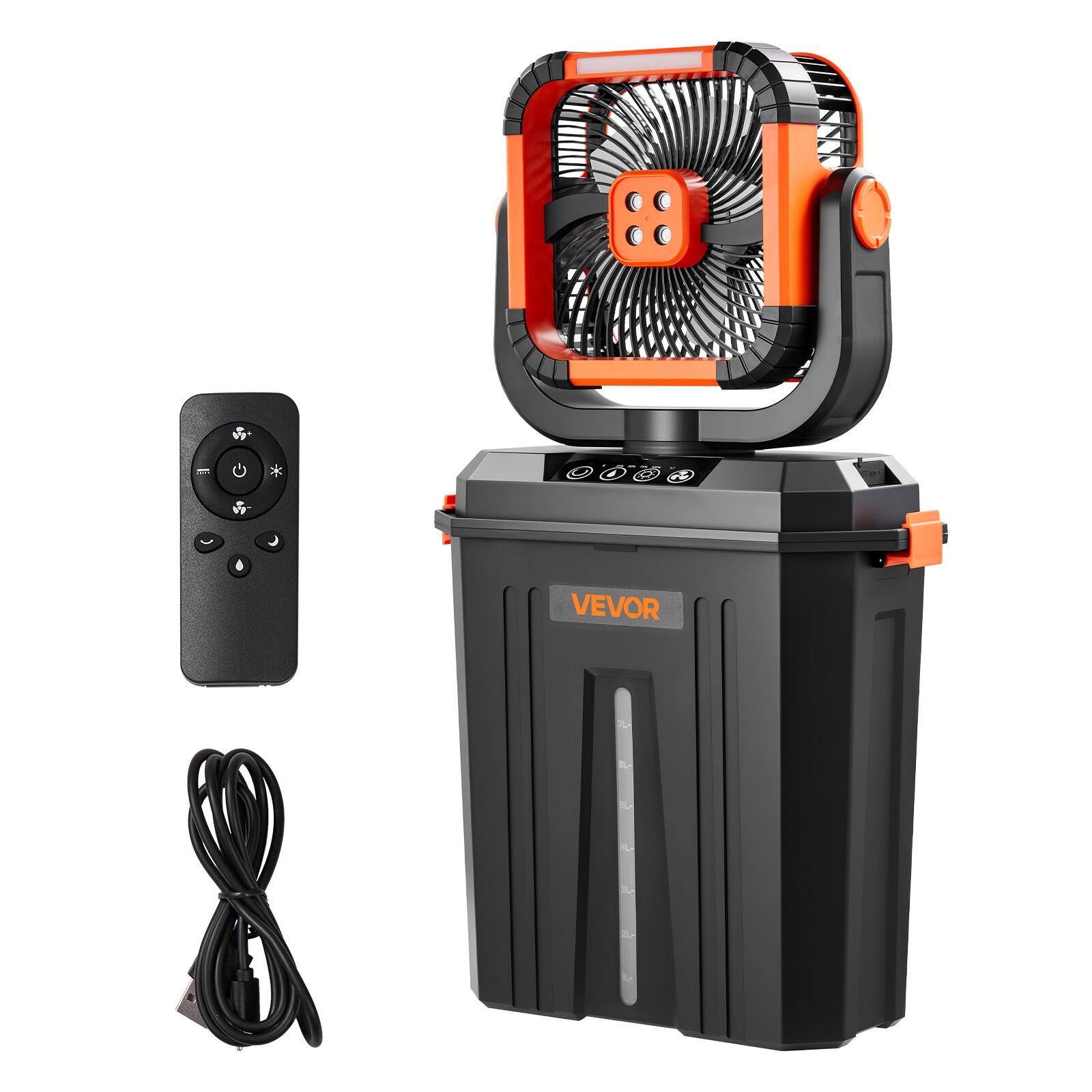 Alt View 5. VEVOR - Misting Fan, 2400RPM Motor Camping Misting Fan, Mister Cooling Fans with 3.17 gal Water Tank, 20000mAh Battery - Black;Orange.