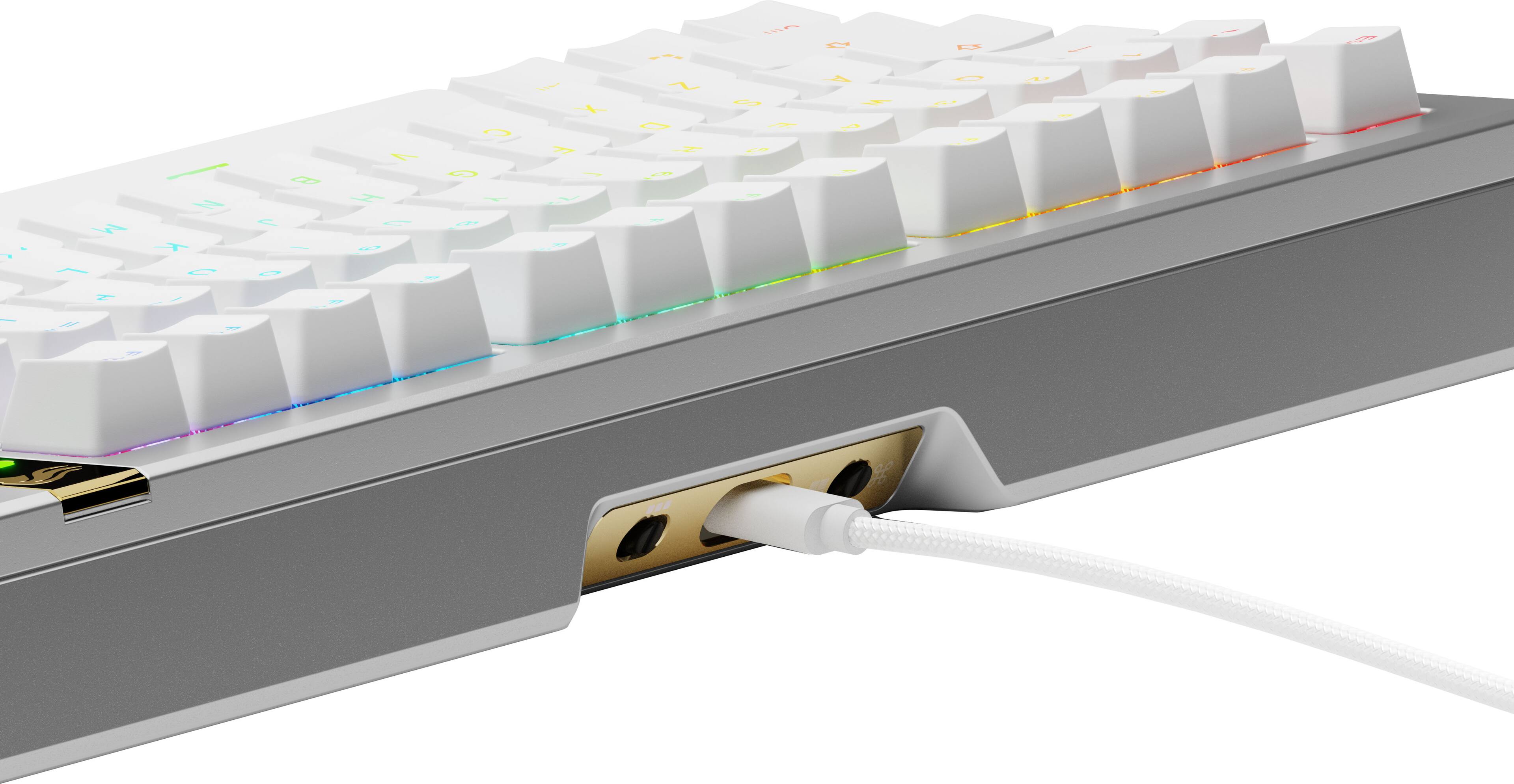 Left. Glorious - GMMK 3 PRO HE 75% Wired Hall-Effect Linear Switch Gaming Keyboard with Rapid Trigger and Adjustable Actuation - Silver.