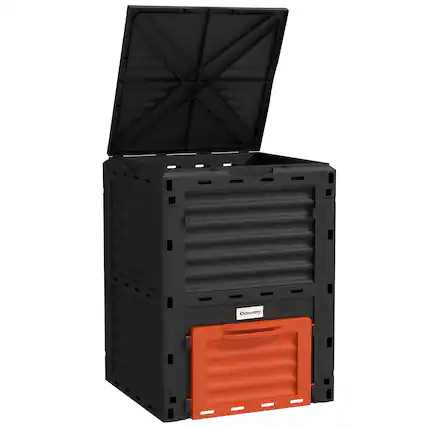 Front. Outsunny - Garden Compost Bin 80 Gallon Outdoor Large Capacity Composter Fast Create Fertile Soil Aerating Box, Easy Assembly.