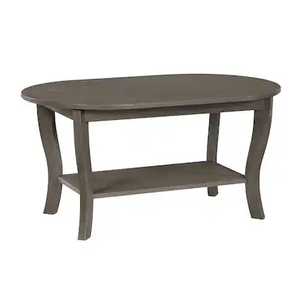 Front. Convenience Concepts - American Heritage Oval Coffee Table with Shelf - Wirebrush Dark Gray.