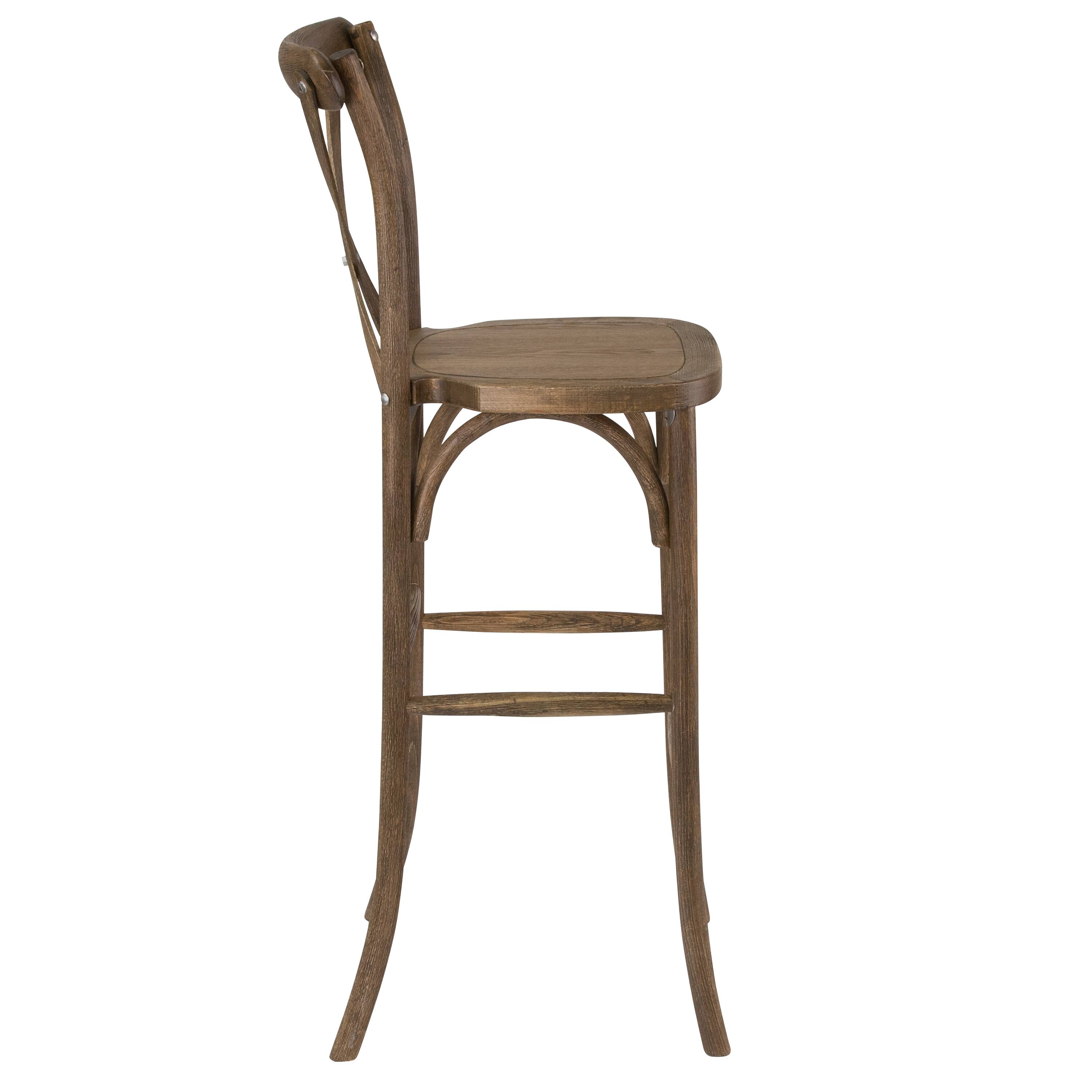 Alt View 19. Alamont Home - HERCULES Series Wood Cross Back Barstool - Dark Antique.