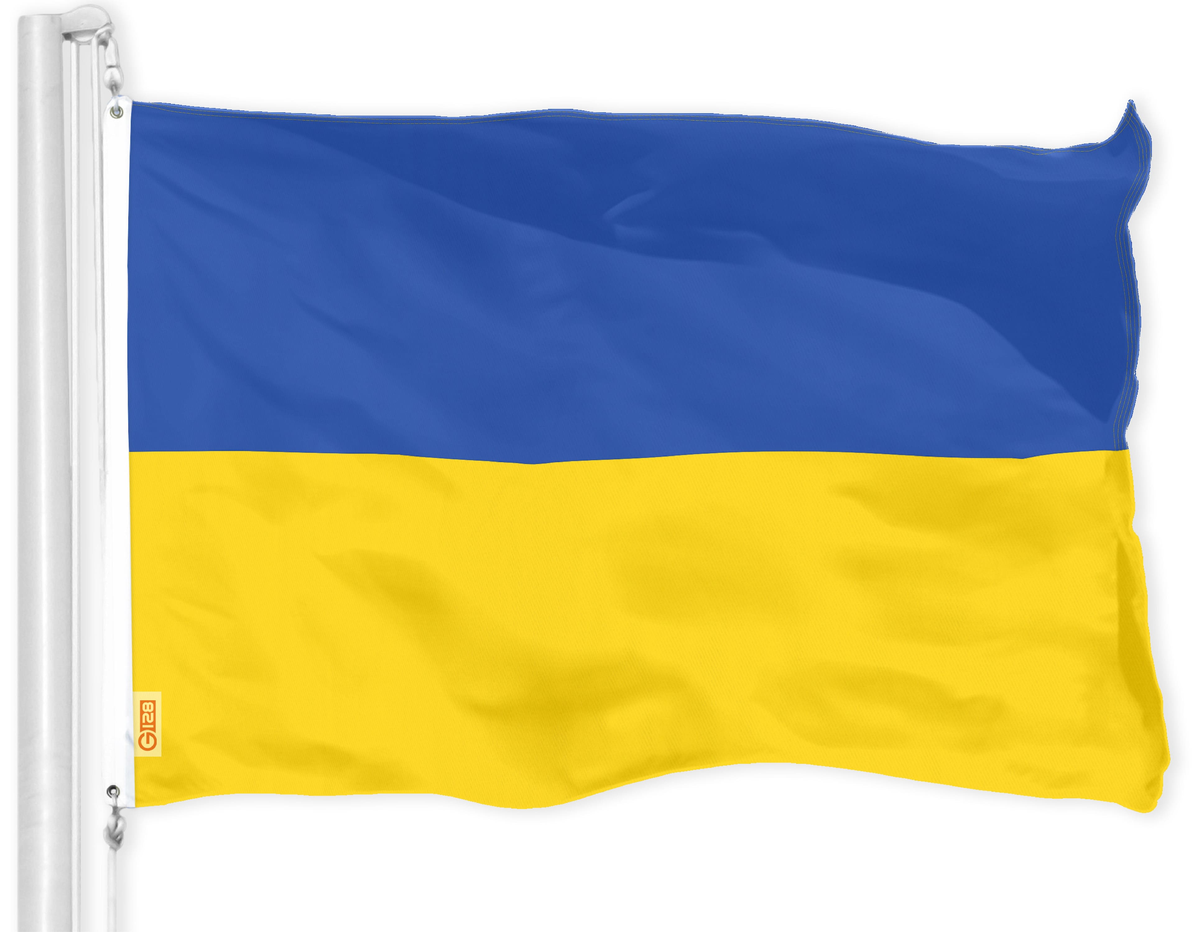 Front. G128 - Ukrainian Flag 3x5 ft 150D Printed Polyester - Assorted Colors.
