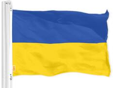 Front. G128 - Ukraine Flag 2x3 ft — 150D Heavyweight Polyester, Brass Grommets, Indoor/Outdoor - Assorted Colors.