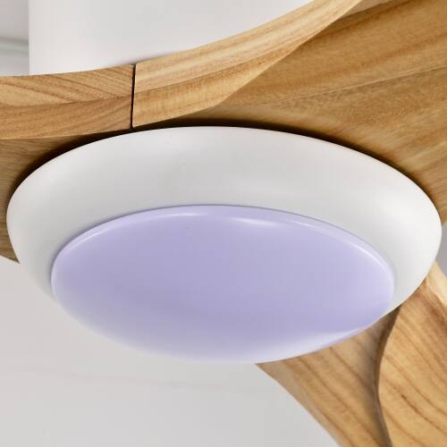 Alt View 5. LUCKY ONE - 52" Ceiling Fan with Light Remote 6-Speed Wood Blades Indoor Use - Matte White,Natural Wood.