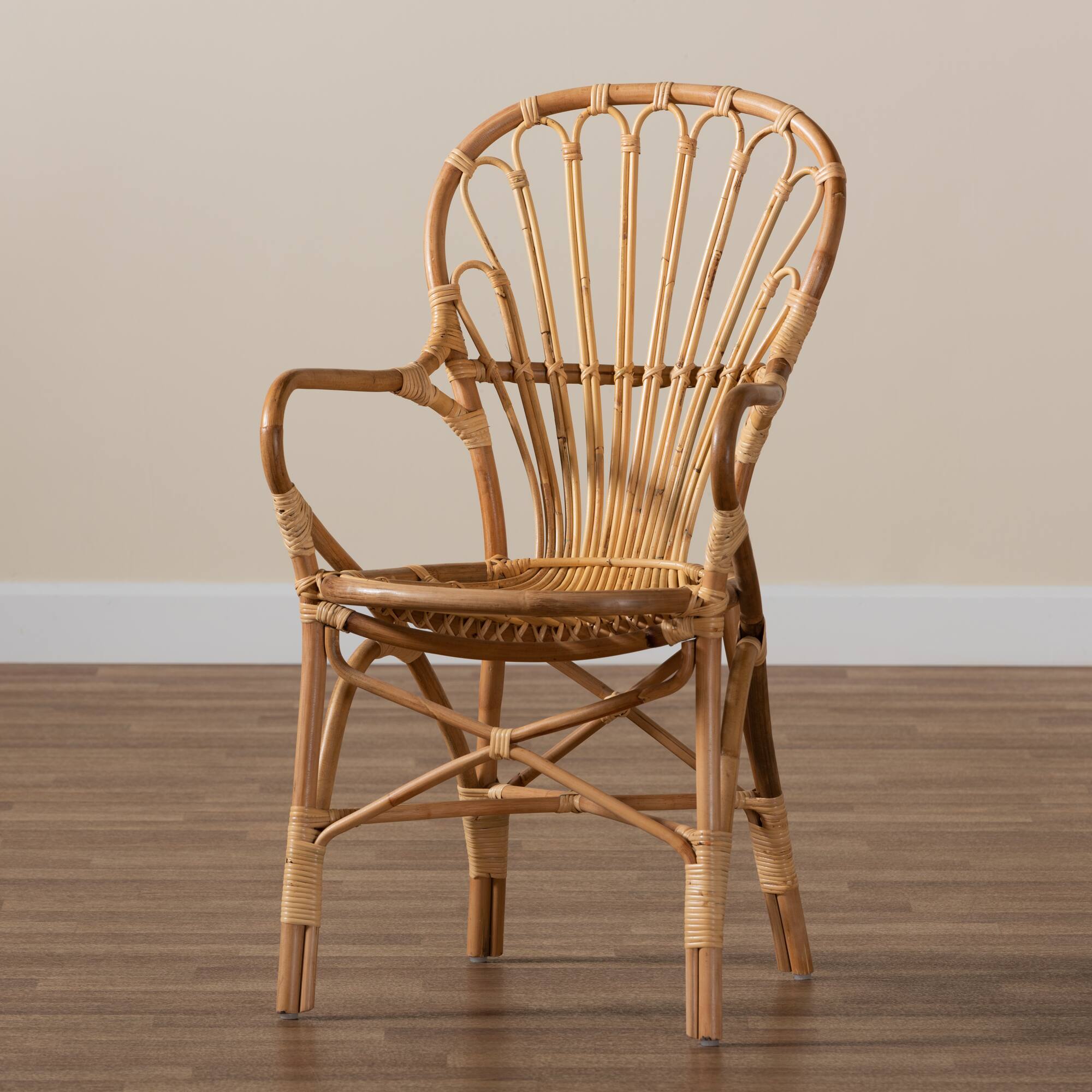 Alt View 5. bali & pari - Sheraton Modern and Contemporary Natural Finished Rattan Dining Chair - Natural.