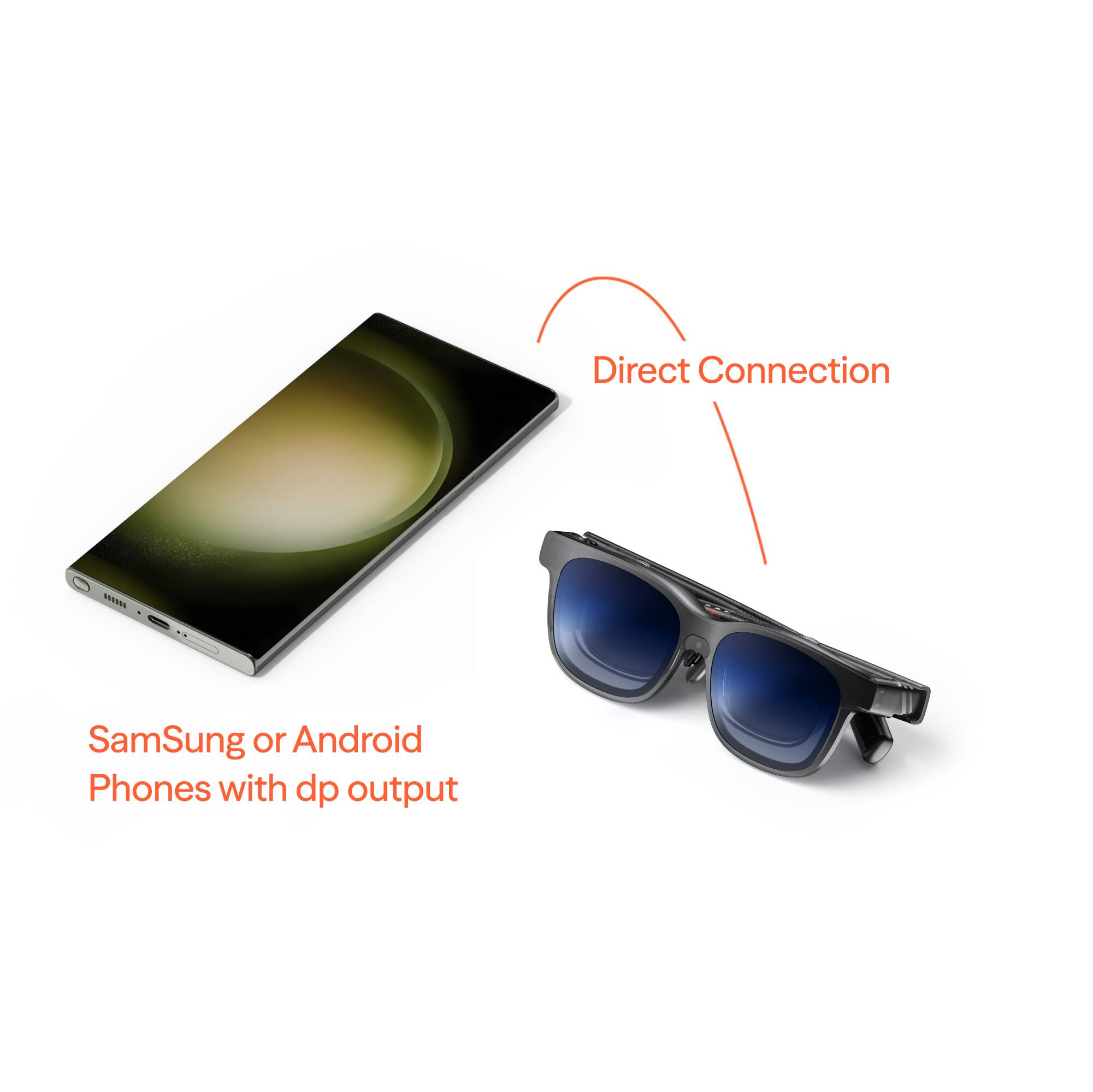 Direct Connection  
Samsung or Android Phones with dp output