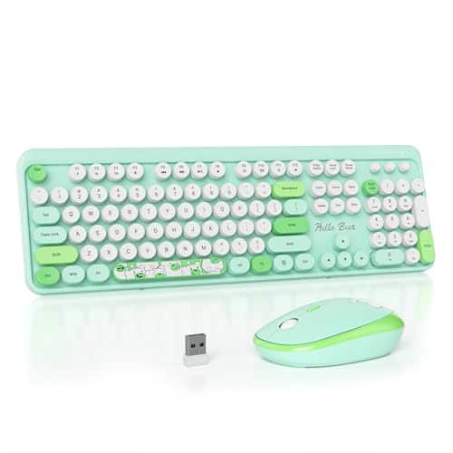 Comfort Essence - Colorful Pink Wireless Customized Membrane Round Keycaps Retro Typewriter Office For - Green