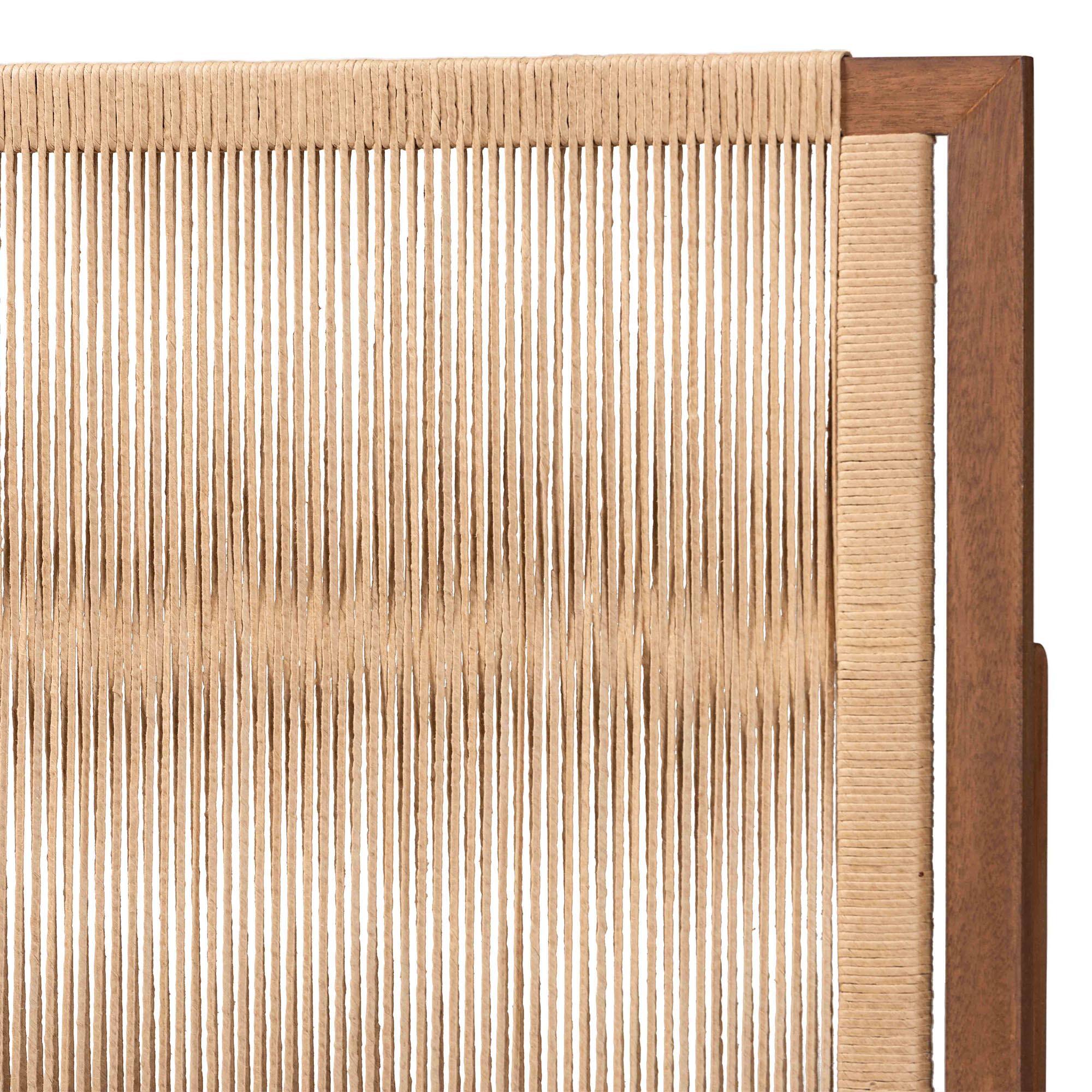 Left. bali & pari - Holitz Modern Bohemian Finished Bayur Wood Queen Size Headboard - Walnut Brown/Light Brown.