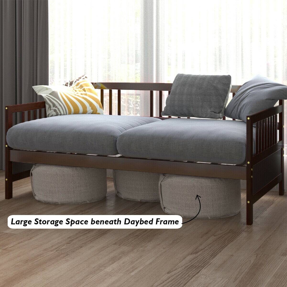 Large storage space beneath daybed frame.