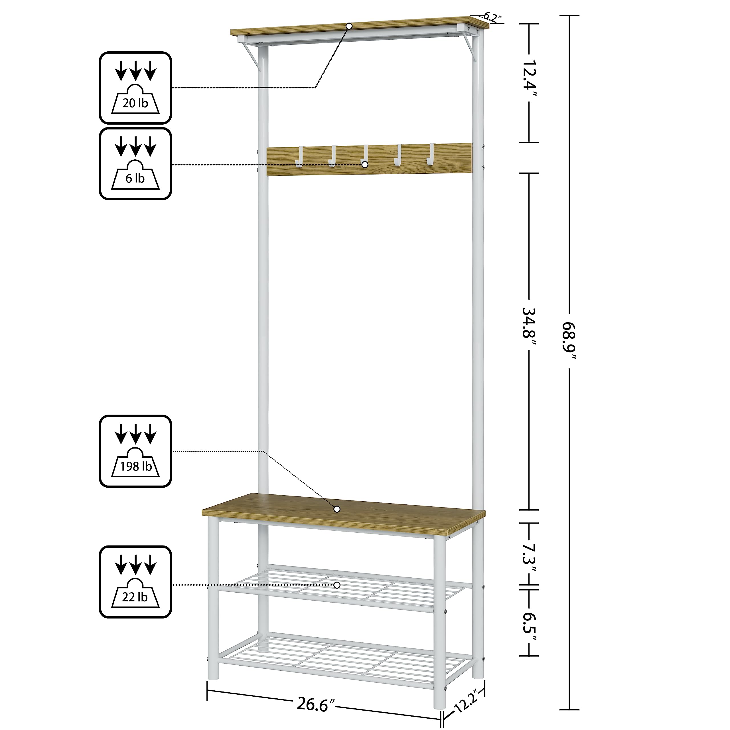 6.2"  
12.4"  
6 lb  
34.8"  
68.9"  
198 lb  
22 lb  
26.6"  
12.27"  
6.5"