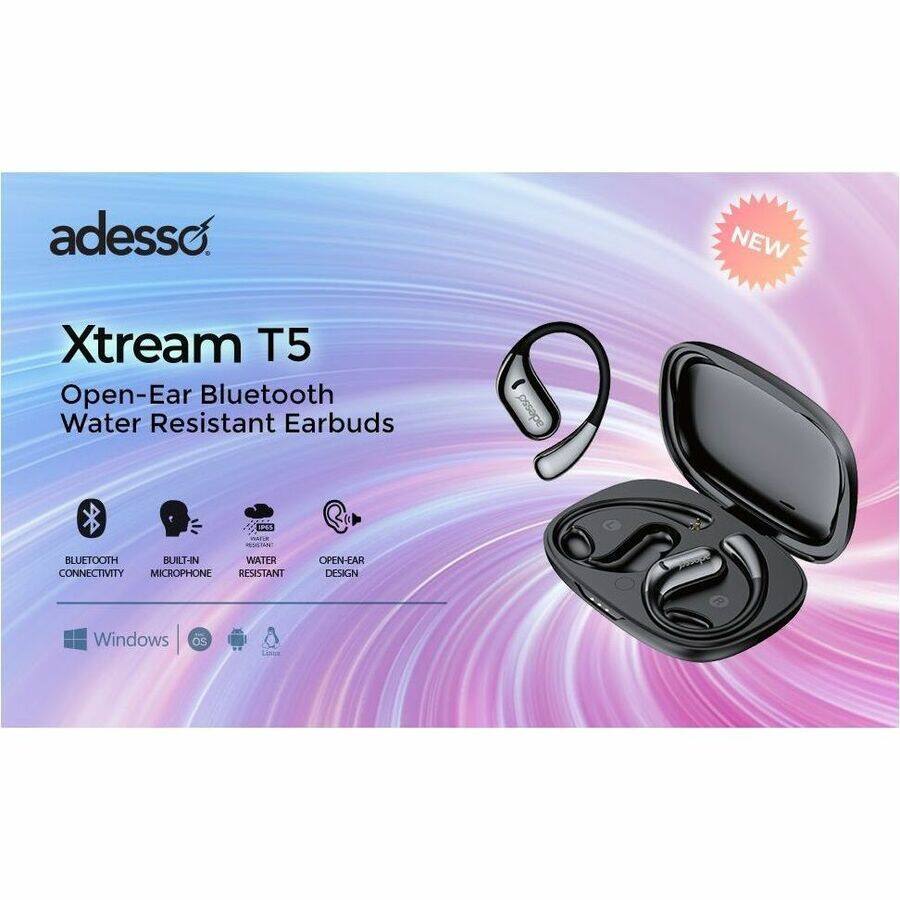 adesso

Xtream T5  
Open-Ear Bluetooth Water Resistant Earbuds

- BLUETOOTH CONNECTIVITY
- BUILT-IN MICROPHONE
- WATER RESISTANT
- OPEN-EAR DESIGN

Windows OS