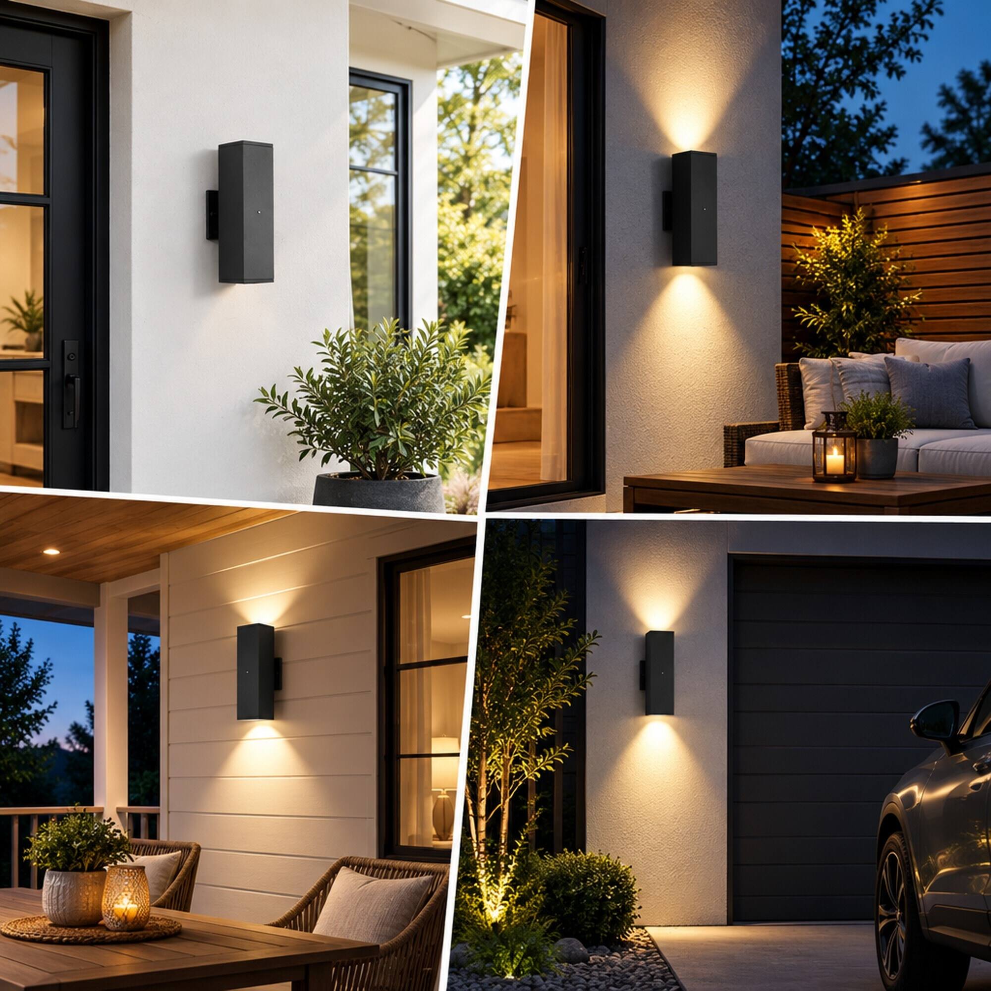 RYHNUYNE Dusk To Dawn Outdoor Wall Light Fixture 2 Pack, Modern Square ...