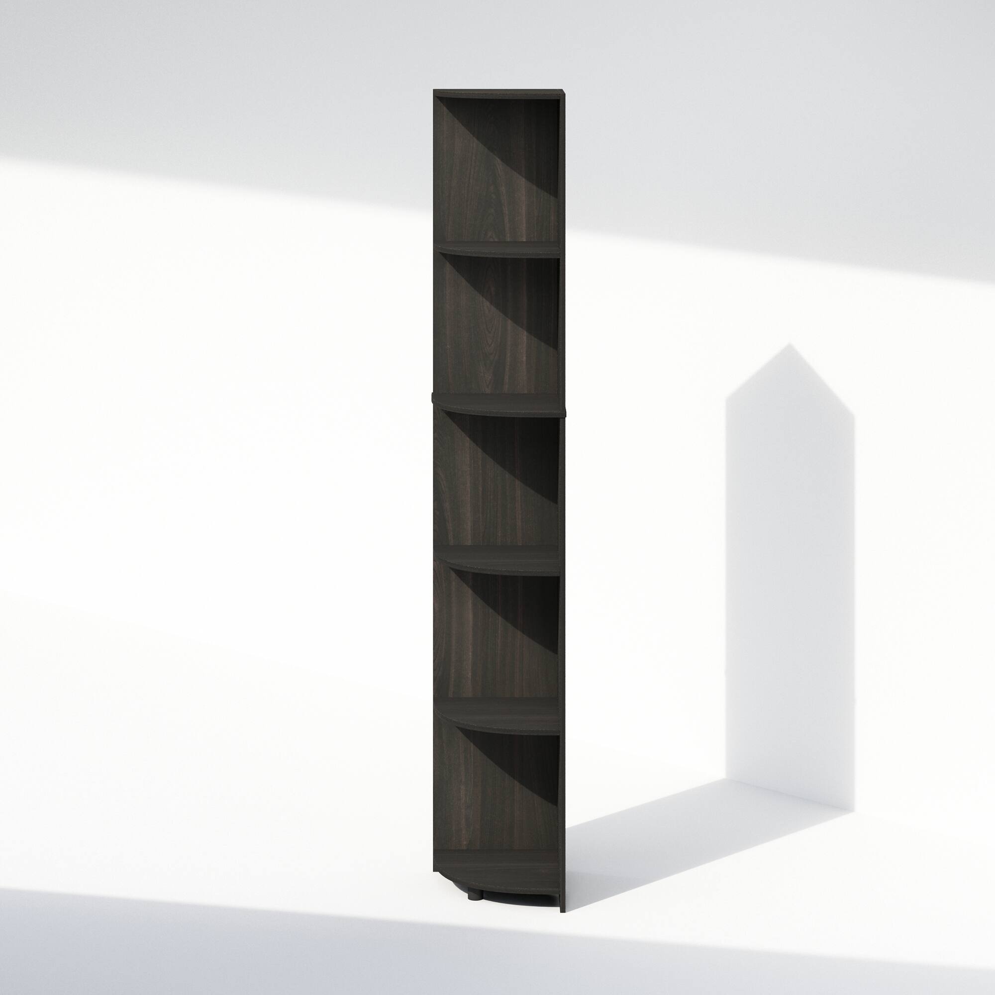 Alt View 1. Furinno - Basic 5-Tier Corner Multipurpose Standing Shelf - Espresso.