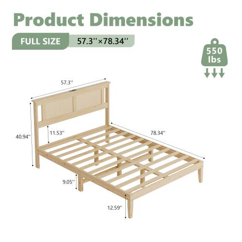 Product Dimensions FULL SIZE 57.3" x 78.34"  
550 lbs  
57.3"  
40.94"  
11.53"  
78.34"  
9.05"  
12.59"