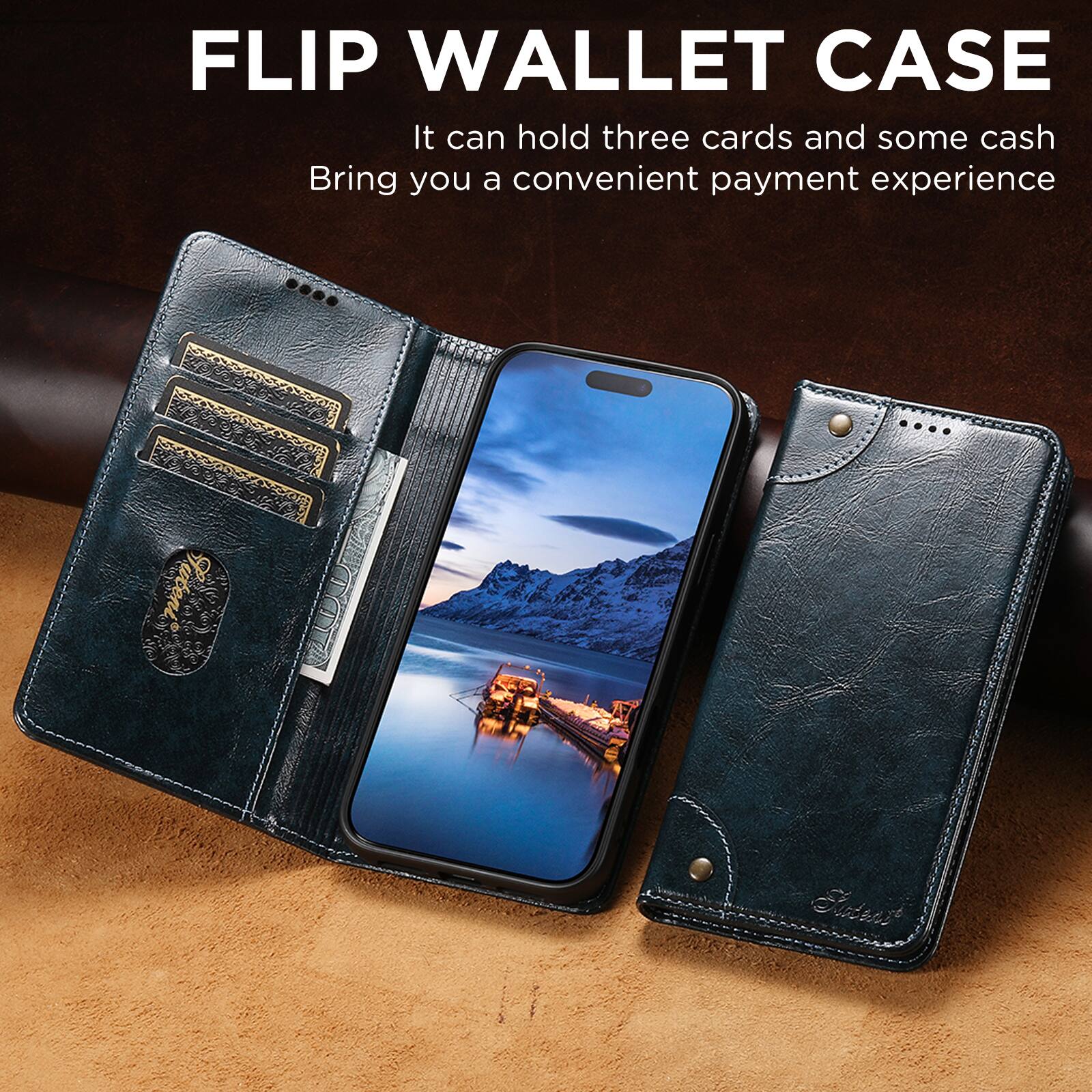 FLIP WALLET CASE  
It can hold three cards and some cash  
Bring you a convenient payment experience