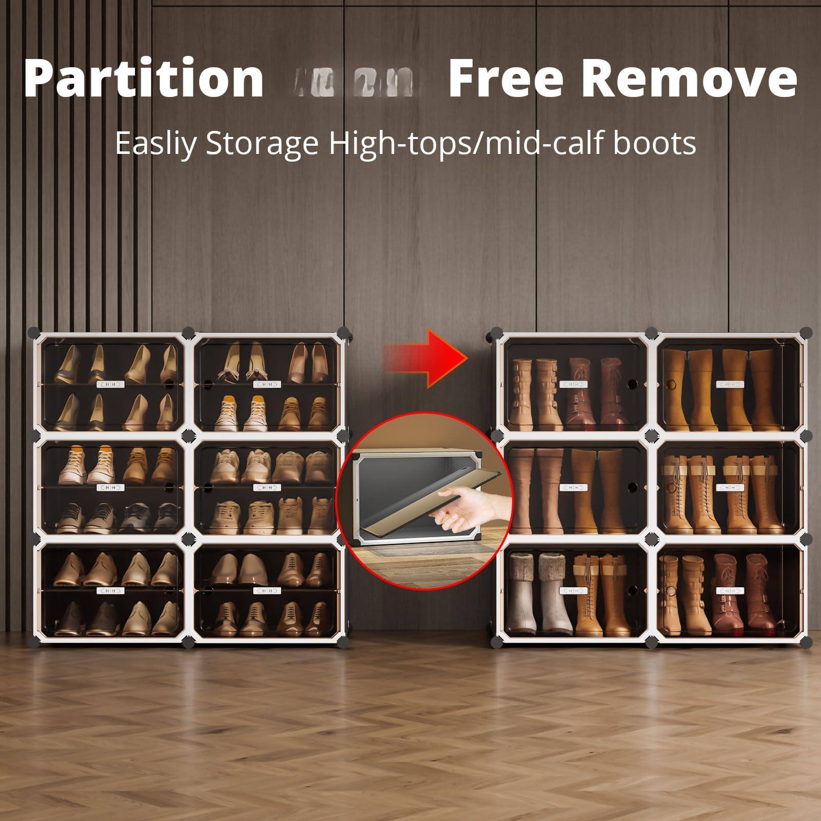 Partition  
Free Remove  
Easily Storage High-tops/mid-calf boots
