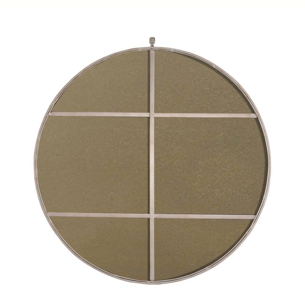 Back. Elegant Decor - Metal frame Round Mirror with decorative hook 42 inch Silver finish - Silver.