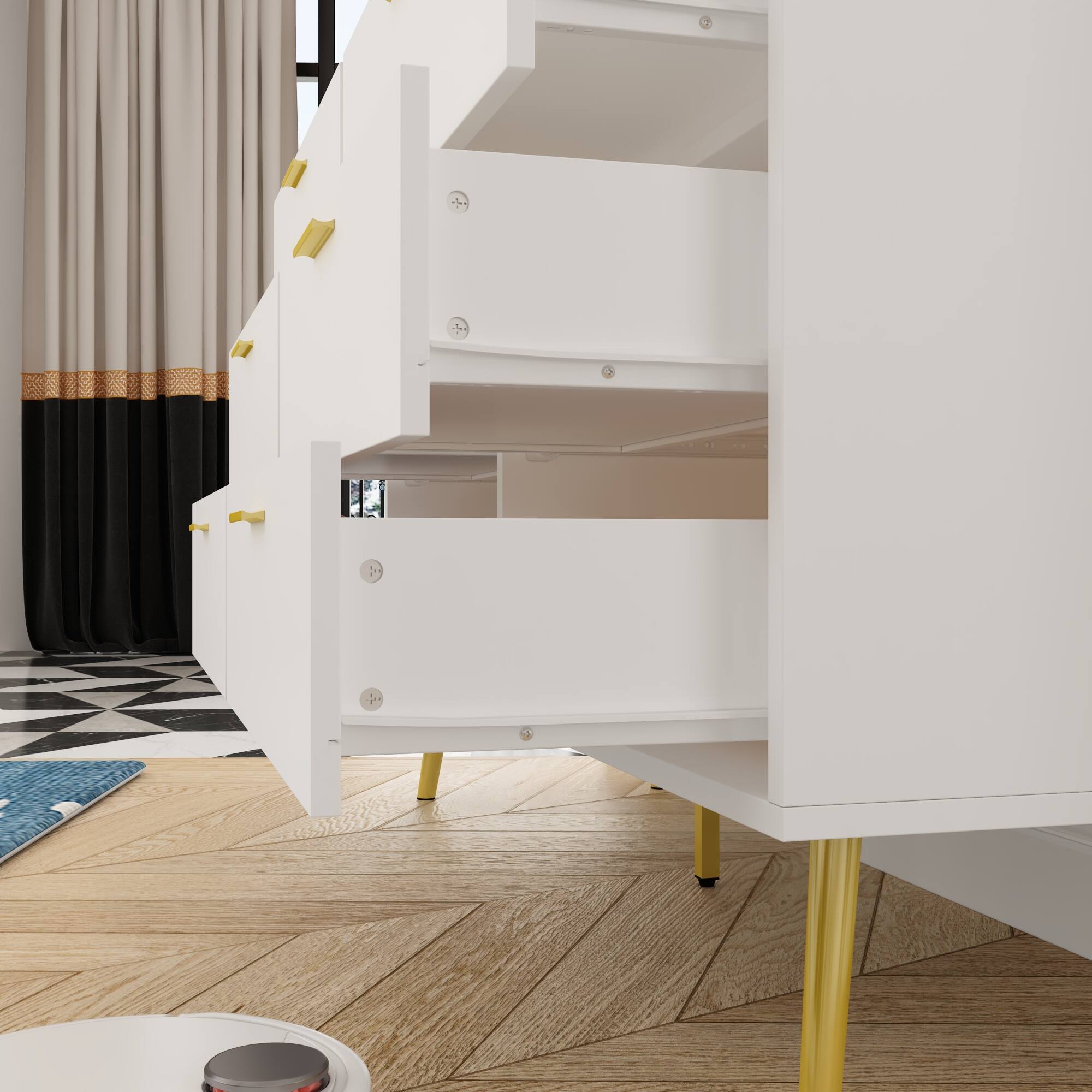 Alt View 4. FUFU & GAGA - FUFU&GAGA 6 - Drawer Double Dresser - Elevated Storage for Modern Living - White.