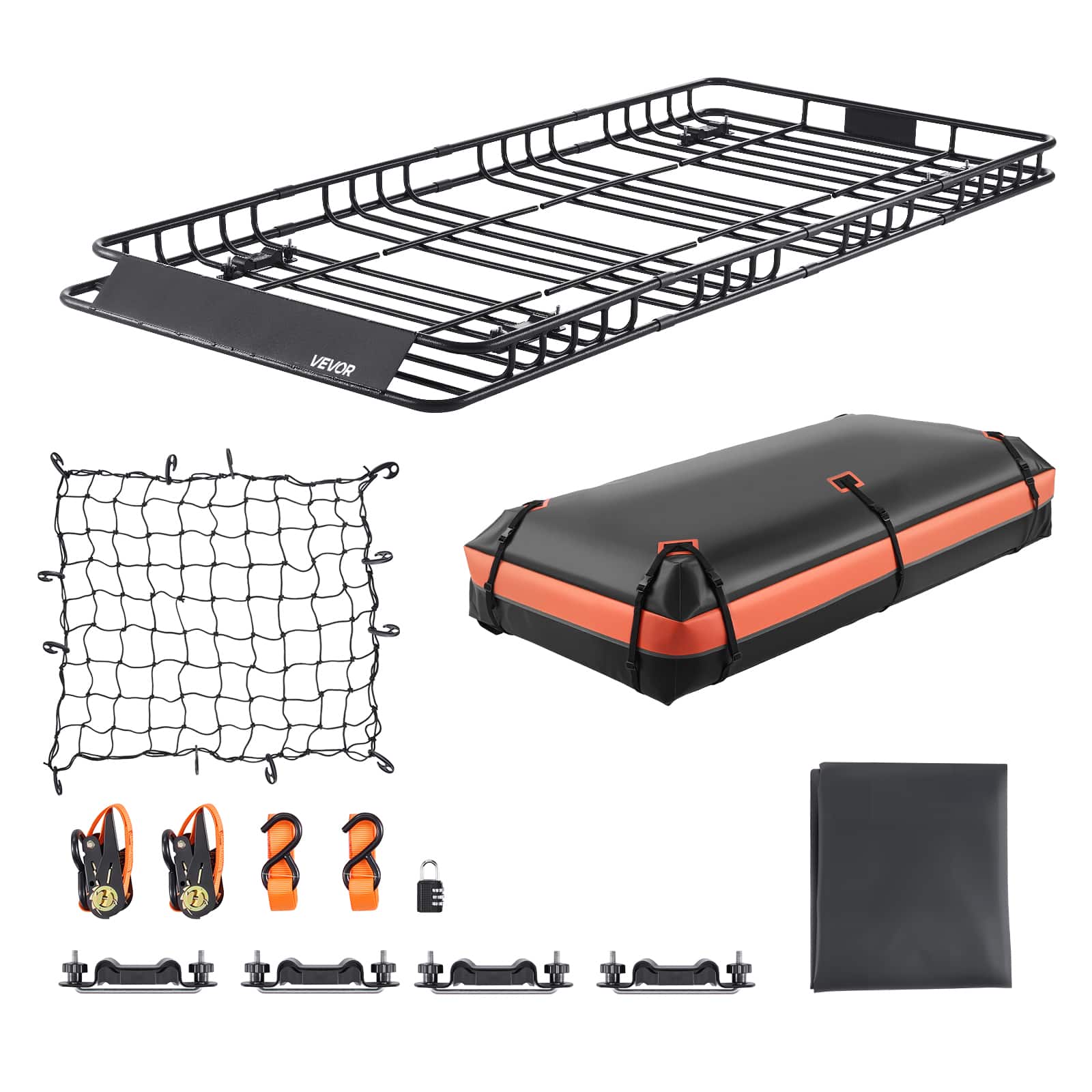 VEVOR - Roof Rack Basket,84 x 39 x 4.1 in,Universal Rooftop Cargo Carrier with 7.9 x 3.9 x 10.2 in Cargo Bag,Net, Ratchet Straps - Black price history on PriceWatchPro