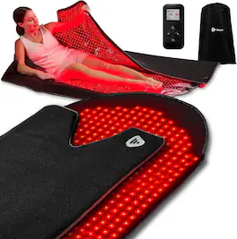 LifePro - AllevaBody Red Light Therapy Wrap - 2320 LEDs, 660nm & 850nm Full-Body Infrared Mat with Pulsed Modes - Black