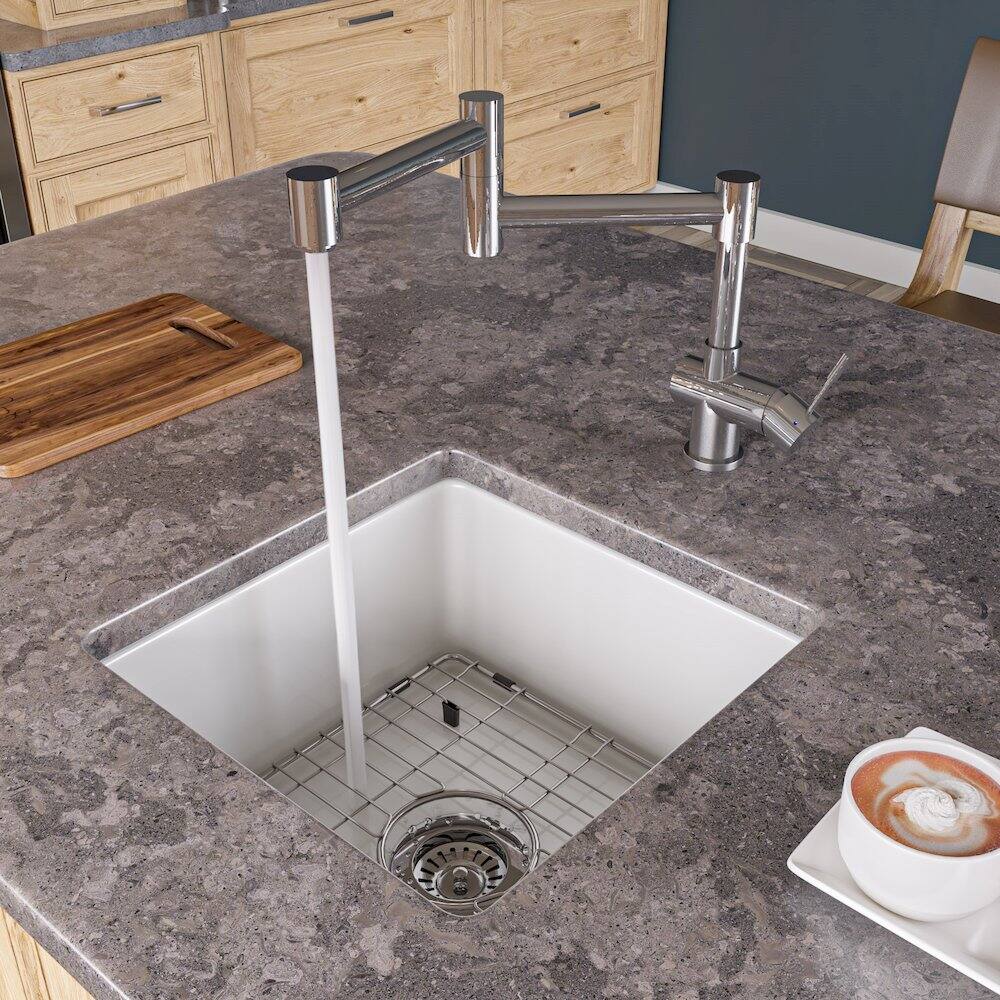Alt View 2. Alfi - ALFI brand Gray Matte Square 18 x 18 Undermount / Drop In Fireclay Prep Sink - Gray.