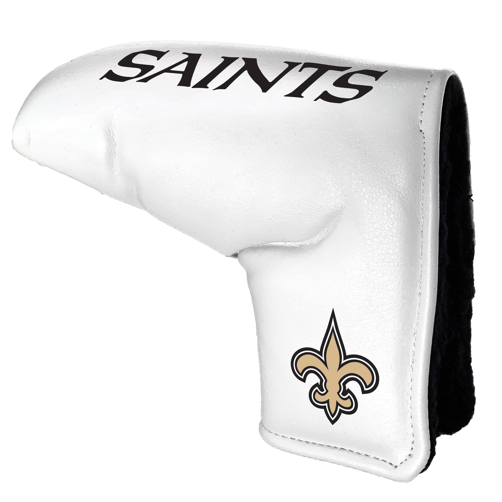 Front. Team Golf - New Orleans Saints Tour Blade Putter Cover - White.