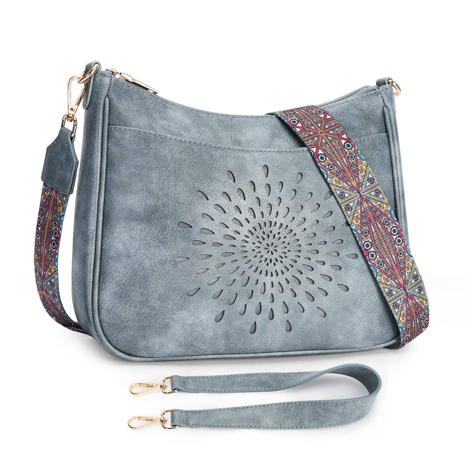 Front. Vulpecula Spade - Hobo Bag for Women, Crossbody Bags for Women Trendy Bucket Purses and Shoulder Handbags with 2 Detachable Straps - 04-blue.