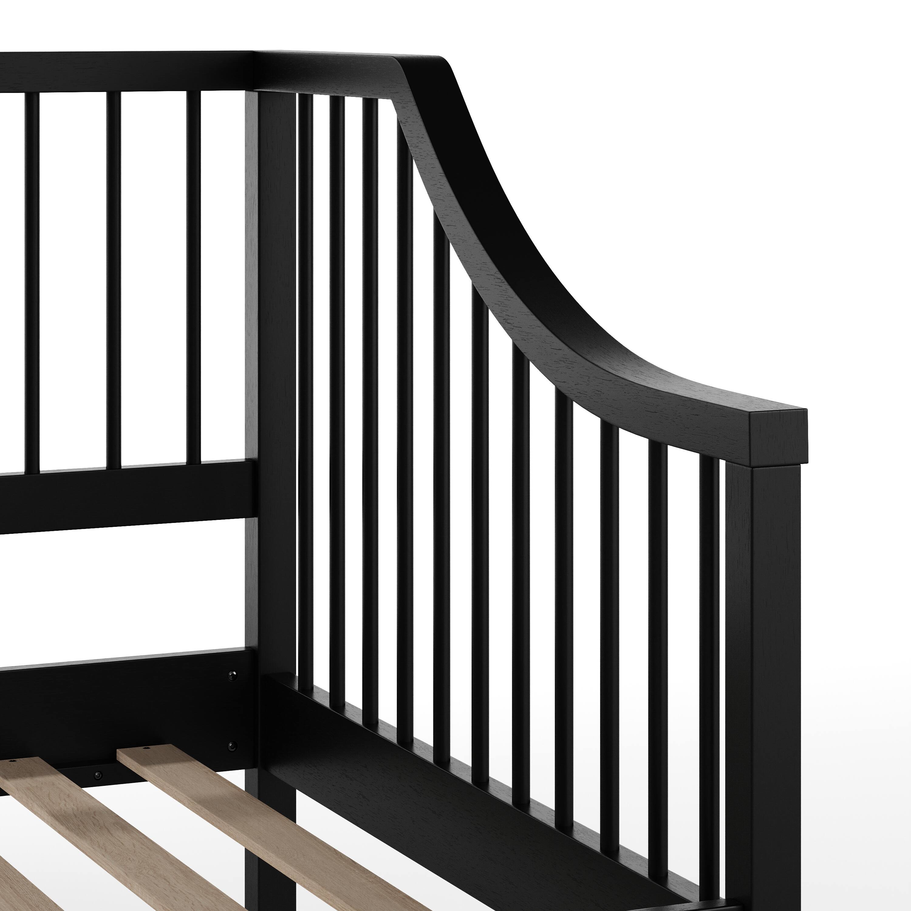 Alt View 19. Martha Stewart - Neely Wooden Twin Size Platform Daybed with Spindles and Wood Slat Foundation - Black.