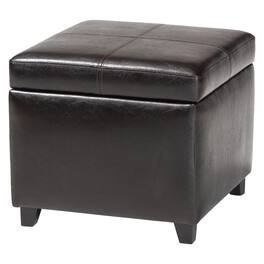 Baxton Studio - Full Leather Storage Cube Ottoman - Dark Brown