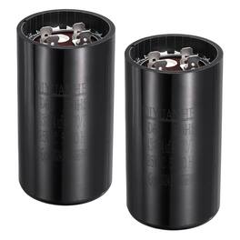 Unique Bargains - 2pcs CD60 Motor Run Capacitor, 645-774uF MFD AC125V, 50-60Hz, for Motor 46x86mm - Black