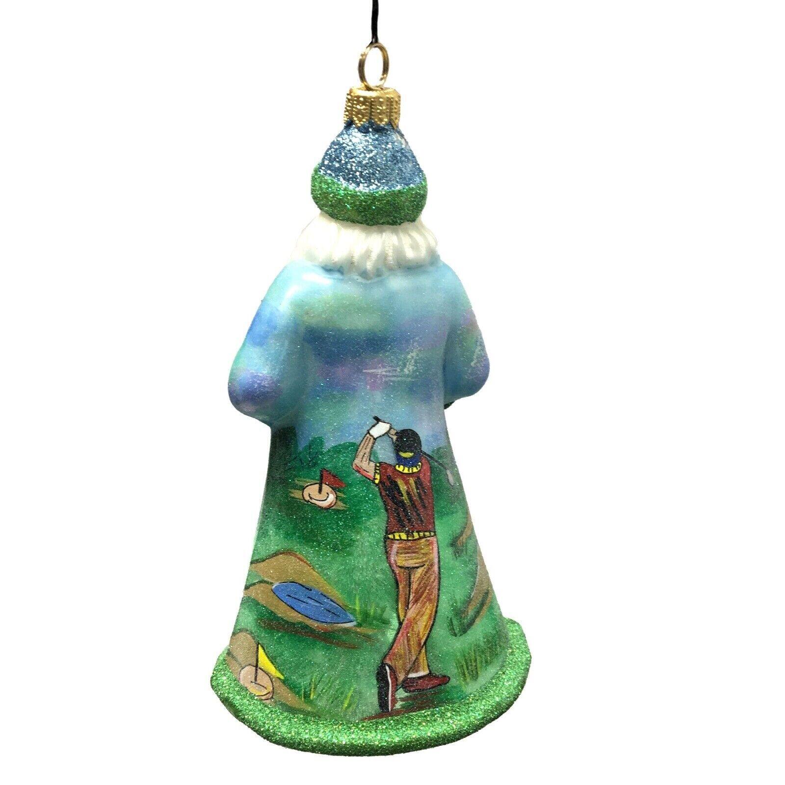 Angle. Joy to the World Collectibles - Joy to the World Glitterazzi Golfing Santa Polish Glass Christmas Tree Ornament New - Multicolor.