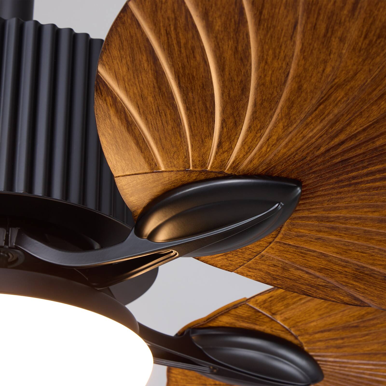Alt View 9. Siljoy - 52 Inch Palm Leaf Ceiling Fan with Light, Leaf-Shaped Blades, Dimmable LED & Remote Control for Tropical Home Decor - Brown.