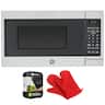 GE - Countertop Microwave Oven 700 W 0.7 Cu Ft Steel + 2 Year Extended Warranty & Oven Mitt - Stainless Steel