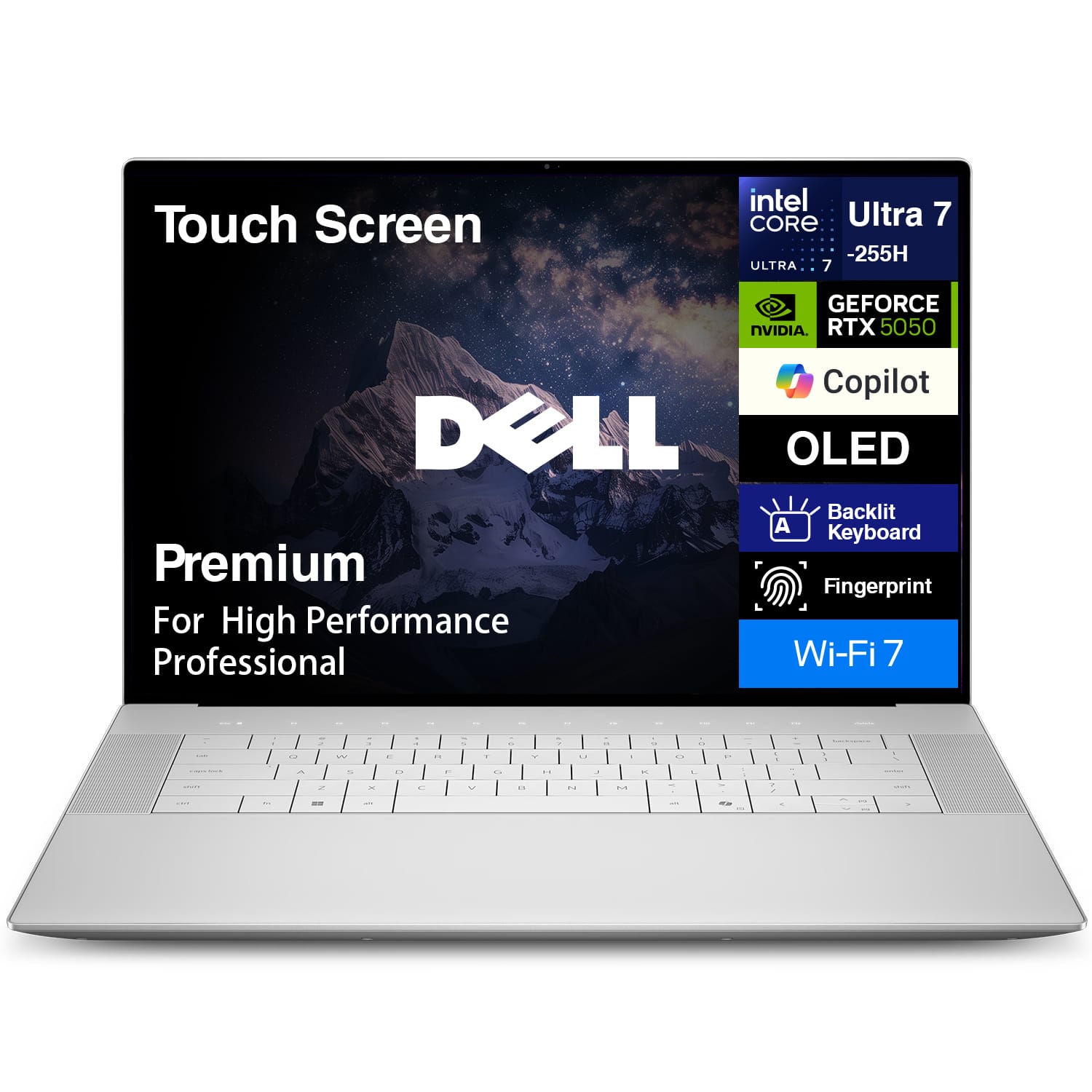 Dell - Premium DA16250 Laptop 16.3 4K (Intel Ultra 7-255H, 32GB LPDDR5X, 1TB SSD, Win 11 Home) w/USB Hub - Platinum