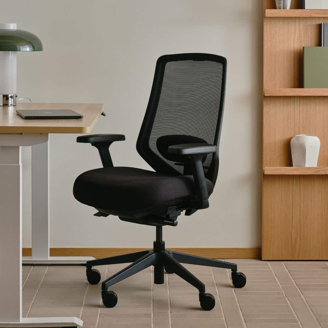 Front. Branch Furniture - Ergonomic Chair Pro – Premium Office Seating with 7 Points of Adjustment & Dynamic Lumbar Support - Black / Black.