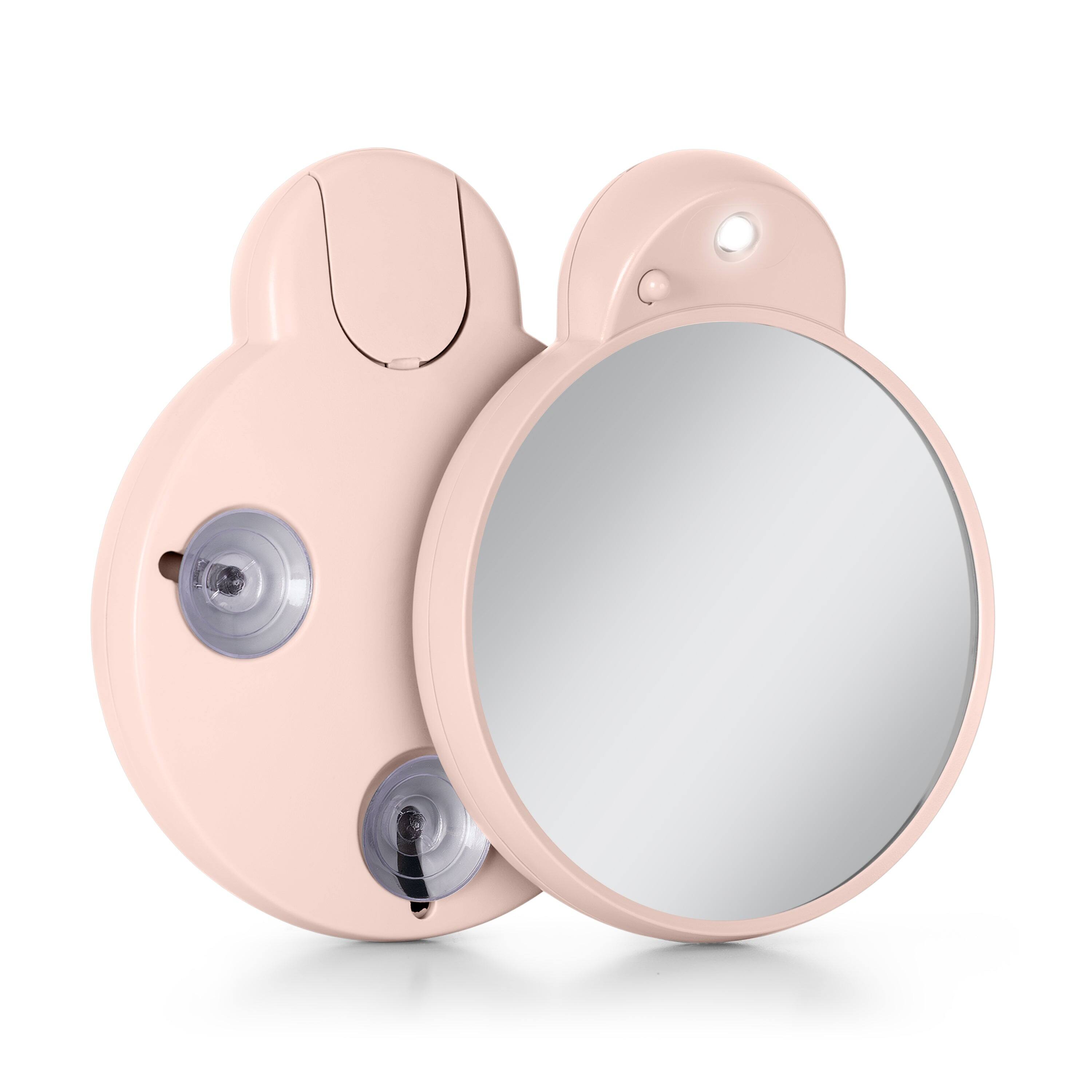 Zadro - LED Lighted Compact Mirror with 10X Magnification and Suction Cups for Easy Mounting - Soft Pink