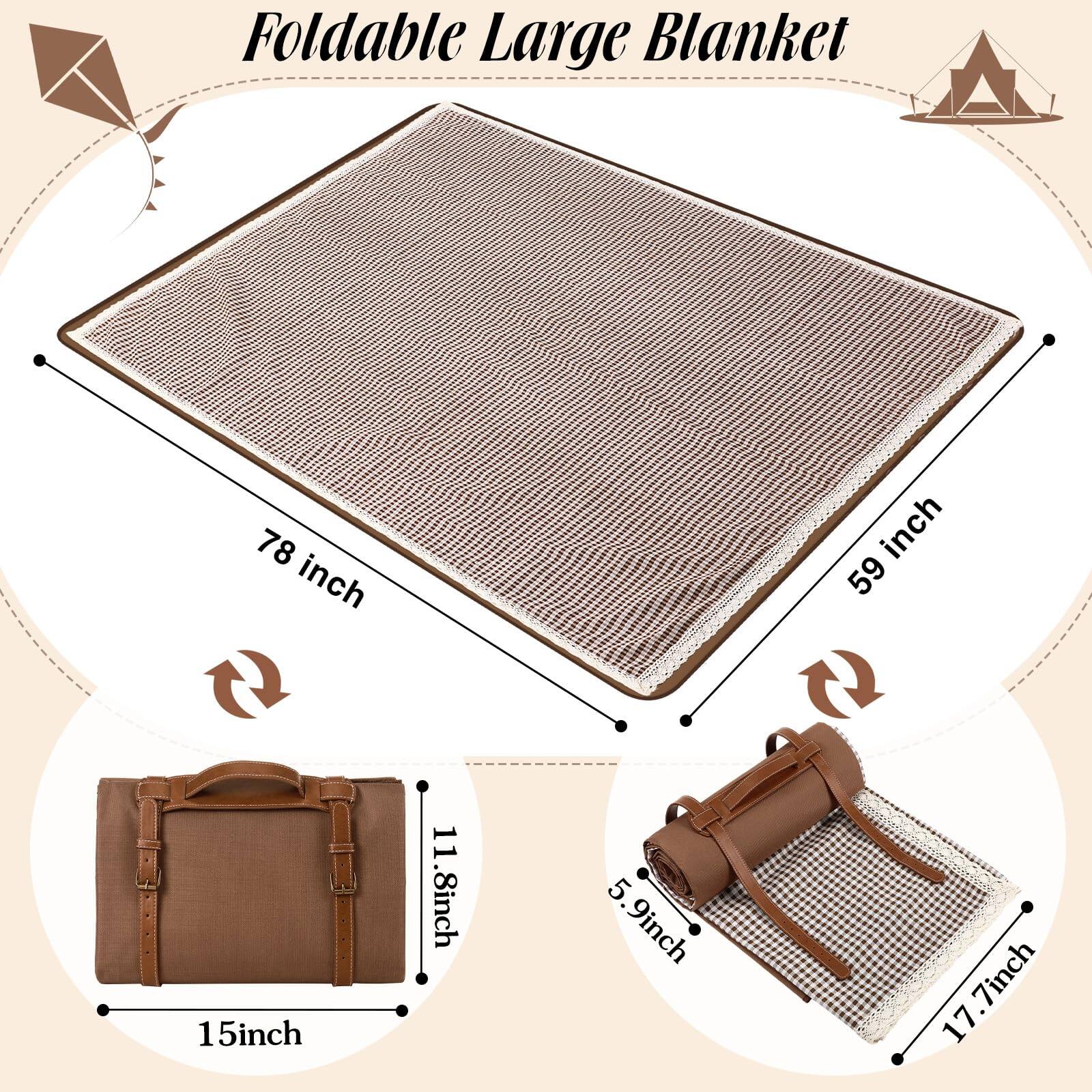 Foldable Large Blanket

- 78 inch x 59 inch
- Folded: 15 inch x 11.8 inch x 5.9 inch
- Rolled: 17.7 inch x 5.9 inch
