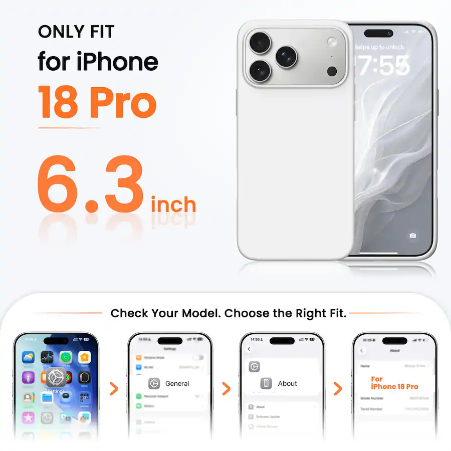 Ornarto for iPhone 18 Pro Case 6.3", Slim Liquid Silicone Soft Gel ...