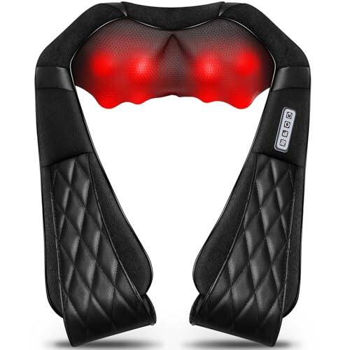 The Best Inks - Shiatsu Electric Neck Pillow 3D Kneading with Heat for Shoulder Lower Foot Leg Relax in Car Office and Home (Gray) - Black