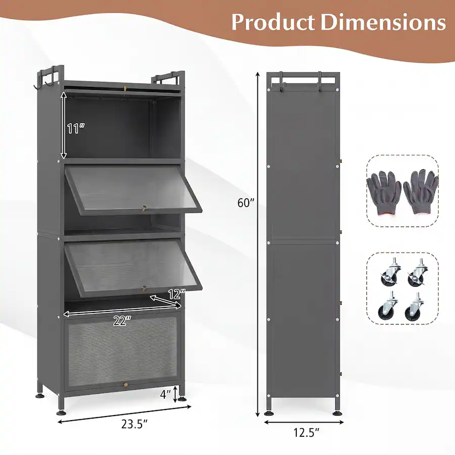 786 Back Panel Costway 5 Tier Kitchen Baker's Rack Storage Cabinet Mobile Microwave ...
