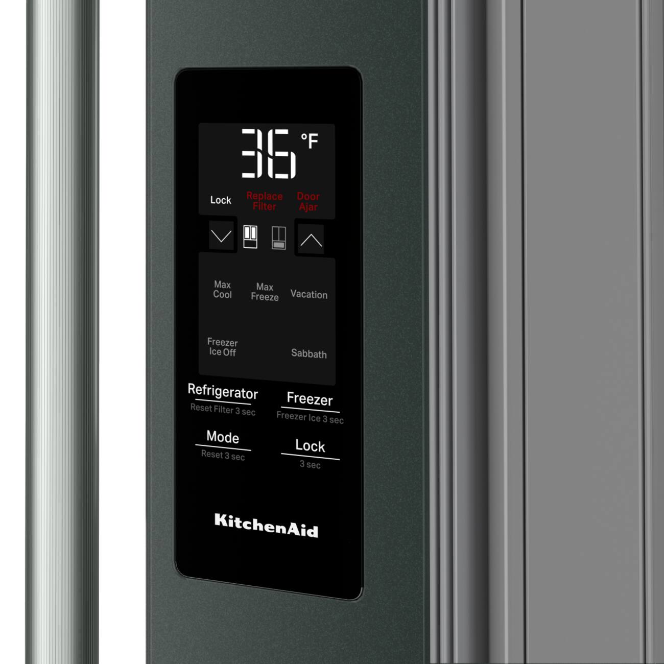 F B6 Lock Replace Door Filter Ajar Max Cool Max Freeze Vacation Freezer Ice Off Sabbath Refrigerator Freezer Reset Filter 3 sec Freezer Ice 3 sec Mode Lock Reset 3 sec 3 sec KitchenAid